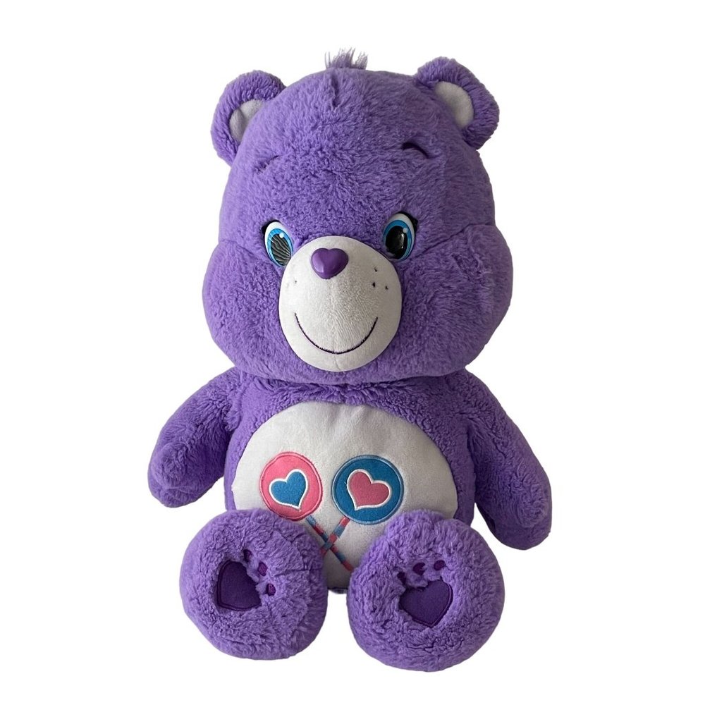 Care Bears Share Bear Plush 18" Purple Lollipop Just Play 2015 Stuffed Animal To